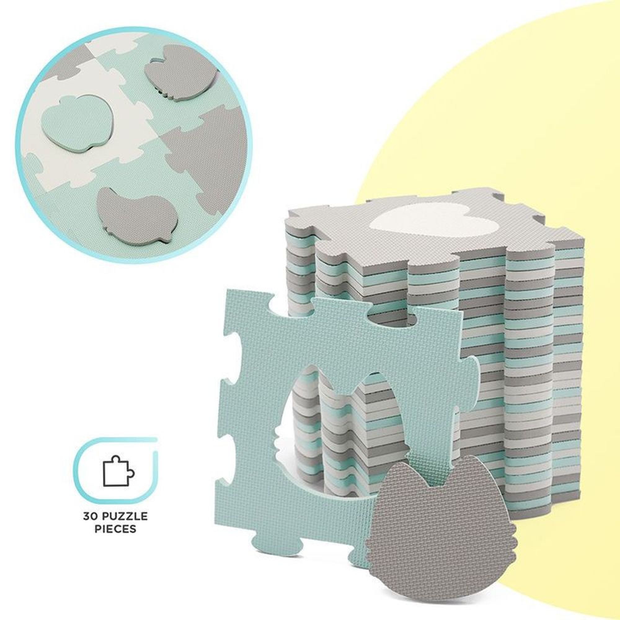 Tapis en mousse puzzle 3D Luno Shapes - Mint - Made in Bébé