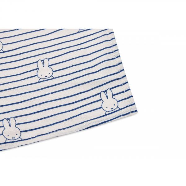 Lot de 2 langes gaze de coton 115x115 cm Miffy Stripe Navy