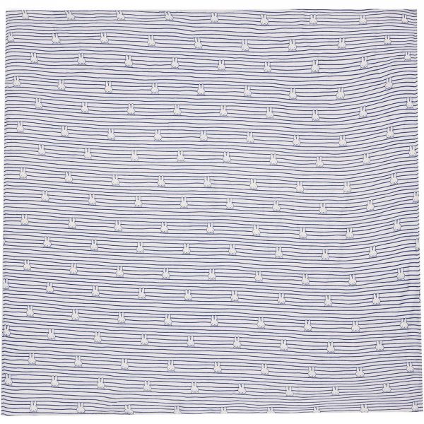 Lot de 2 langes gaze de coton 115x115 cm Miffy Stripe Navy