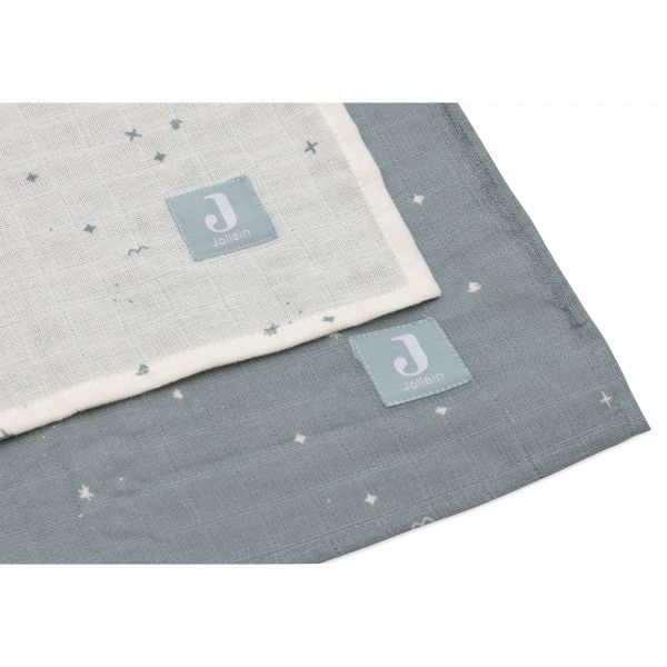 Lot de 2 langes gaze de coton 115 x 115 cm Twinkling Sea Green