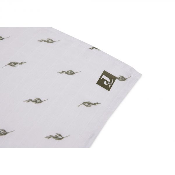 Lange gaze de coton large 115 x 115 cm Olive Leaf Green GOTS