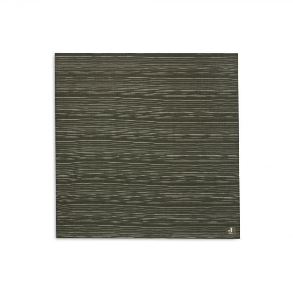 Lange gaze de coton large 115 x 115 cm Stripe Leaf Green GOTS