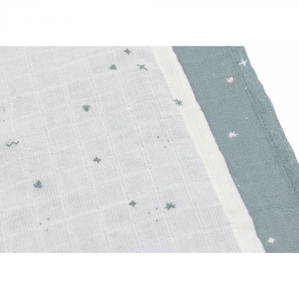 Lot de 3 langes gaze de coton 70 x 70 cm Twinkling Sea Green