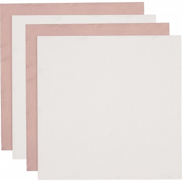 Lot de 4 langes gaze de coton 70 x 70 cm Wild Rose et Ivoire