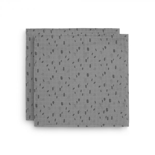 Lot de 2 langes gaze de coton 115 x 115 cm Spot Storm Grey