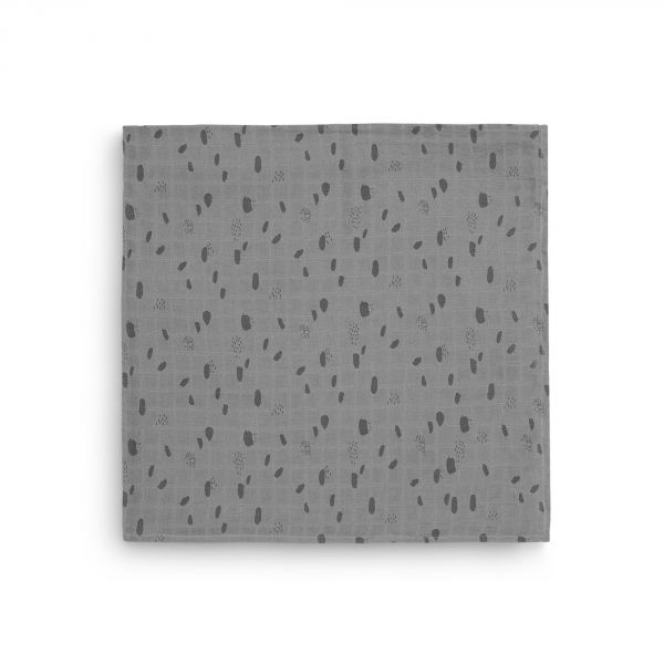 Lot de 2 langes gaze de coton 115 x 115 cm Spot Storm Grey