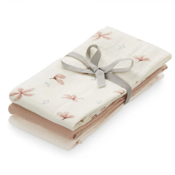 Lot de 3 langes en coton Windflower Creme