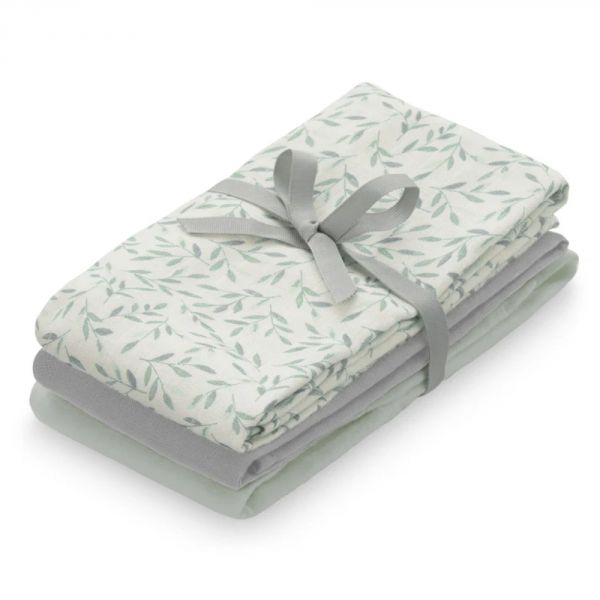 Lot de 3 langes en coton Green Leaves