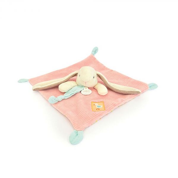 Doudou plat lapin rose