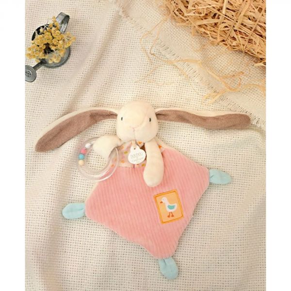 Doudou plat lapin rose