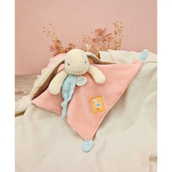 Doudou plat lapin rose