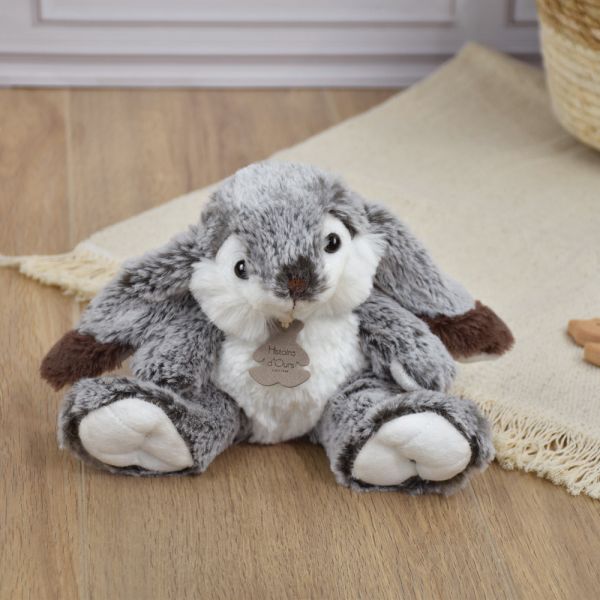 Peluche Lapin Marius gris 20 cm