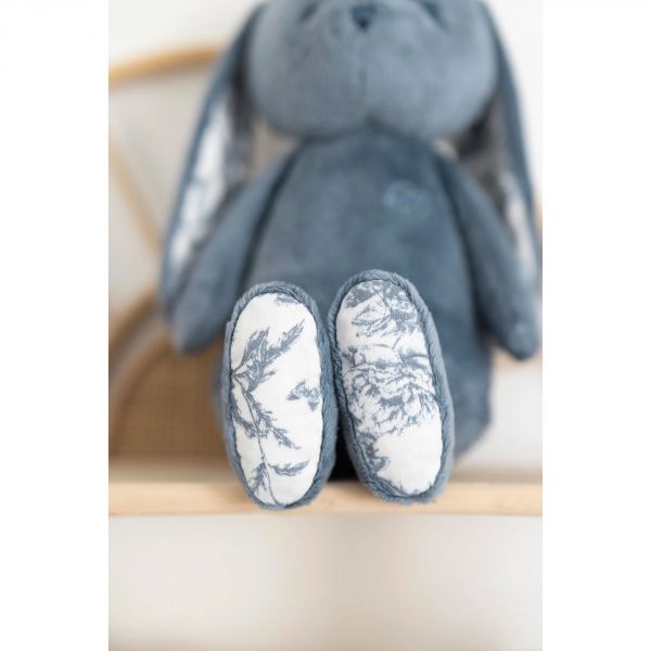 Peluche Augustin le lapin Toile de Jouy bleu 25cm