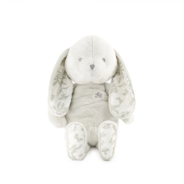 Peluche Augustin le lapin Toile de Jouy gris 25cm