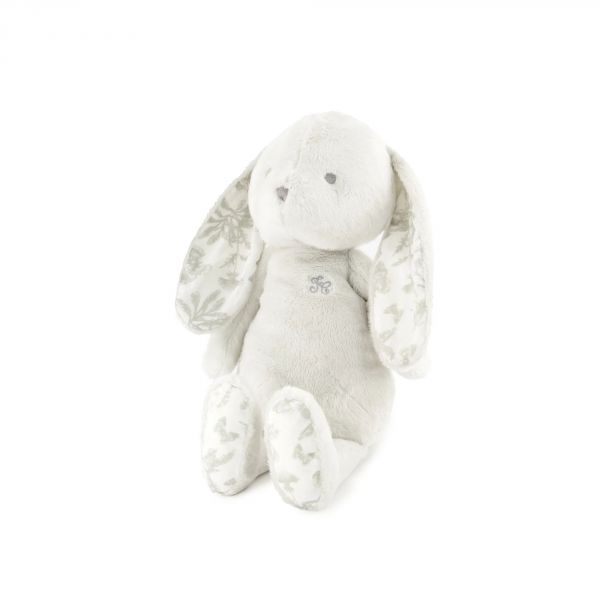 Peluche Augustin le lapin Toile de Jouy gris 25cm