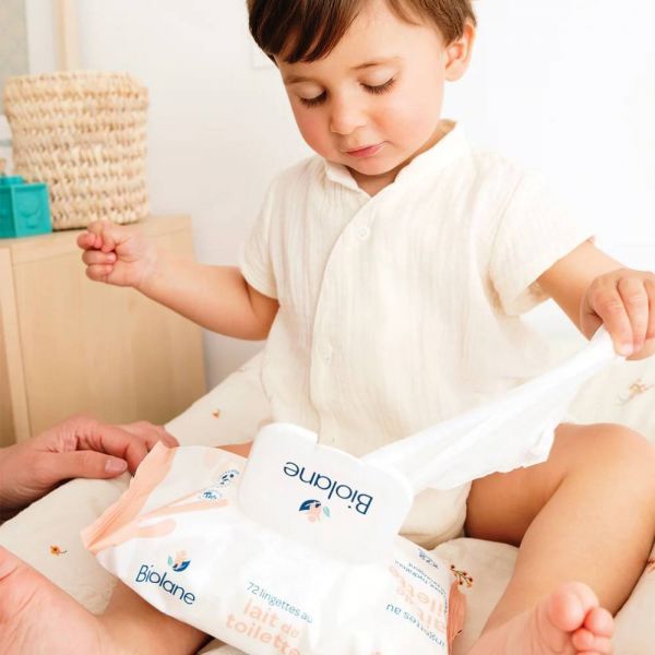 Lingettes bébé au lait de toilette x72