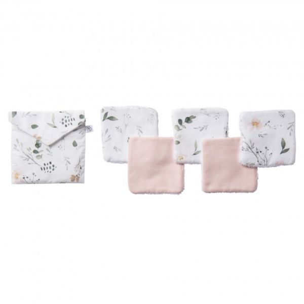 Lot lingettes lavables et pochette Botanique Blush