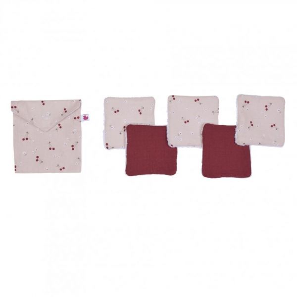 Lot lingettes lavables et pochette Cerises Tomette