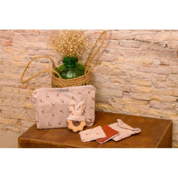 Lot lingettes lavables et pochette Cerises Tomette