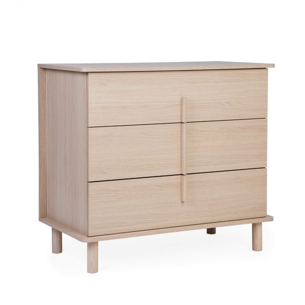 Chambre bébé duo lit 70x140 + commode à langer Nordica naturel avec pieds chêne