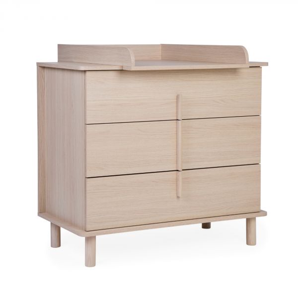 Chambre bébé duo lit 70x140 + commode à langer Nordica naturel avec pieds chêne