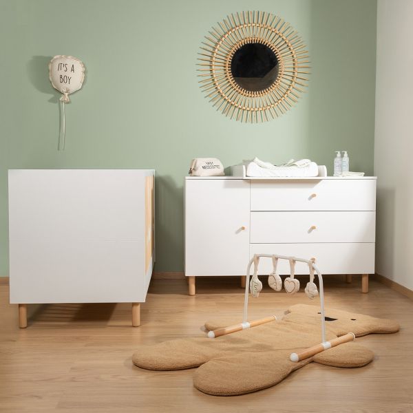 Chambre bébé duo lit 70x140cm + Commode à langer wonder white