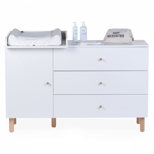 Chambre bébé duo lit 70x140cm + Commode à langer wonder white