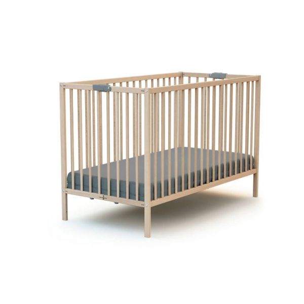 Lit bébé pliant Webaby Hêtre Brut & Gris 60 x 120 cm