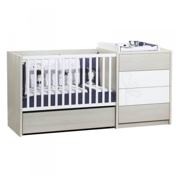 Sauthon Meubles Lit Combine Evolutif 60x1 New Opale Avec Motif Made In Bebe