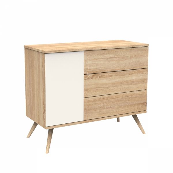 Chambre bébé trio lit little big bed 70x140cm bois + commode + armoire Vanille Seventies