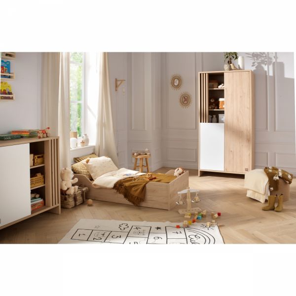 Chambre bébé trio lit little big bed 70x140cm + commode + armoire blanche Tokyo