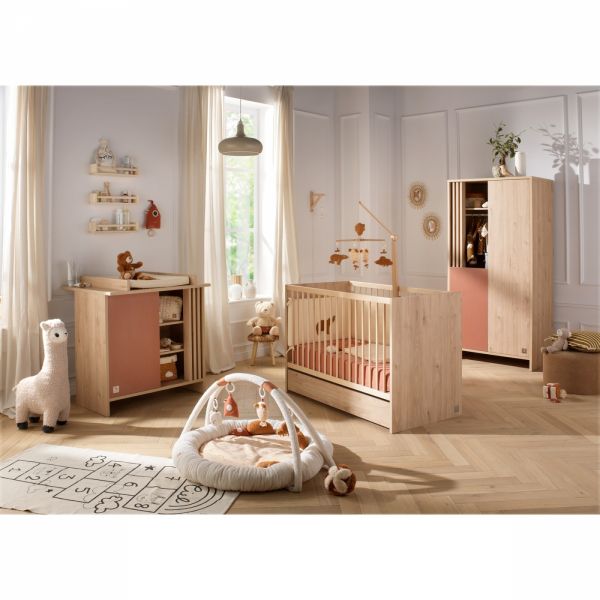 Chambre bébé duo lit little big bed 70x140cm + commode terracotta Tokyo