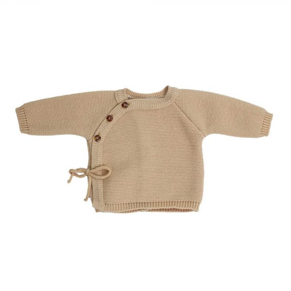 Ensemble naissance bébé brassière, bonnet et chaussons - Caramel