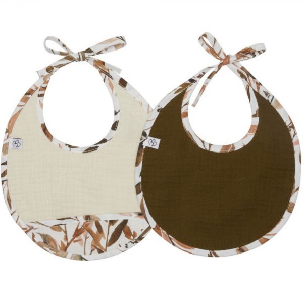 Lot de 2 bavoirs gaze de coton - Caramel Forest