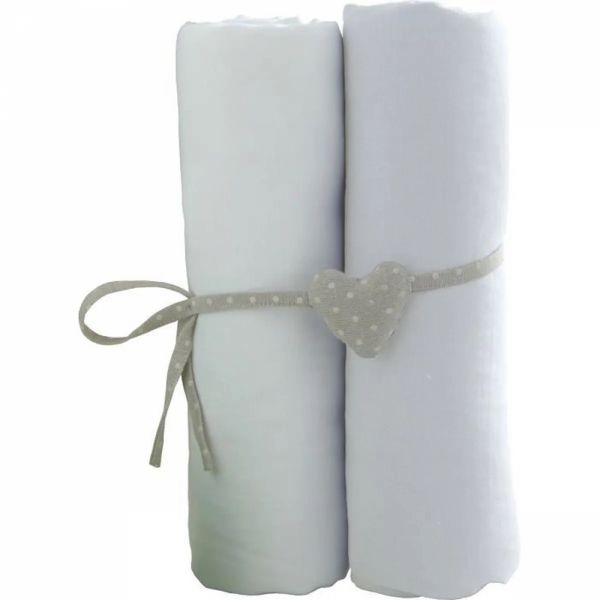 Lot De 2 Draps Housse Jersey Bio 70x140 Cm Blanc Made In Bébé