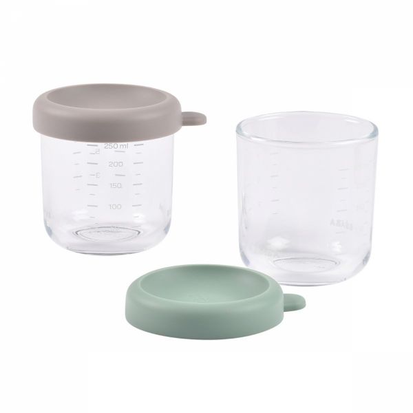 Lot de 2 pots de conservation verre 250 ml Sage green/Gazelle