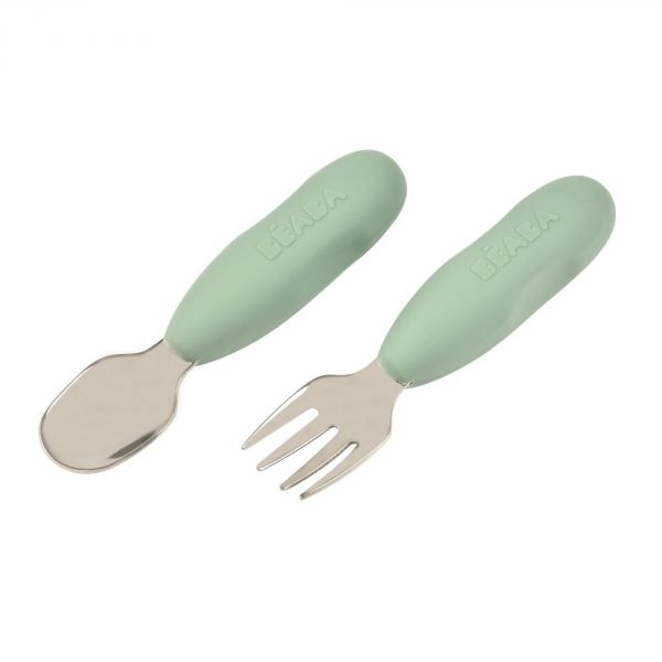 Lot de 2 pré-couverts inox - sage green