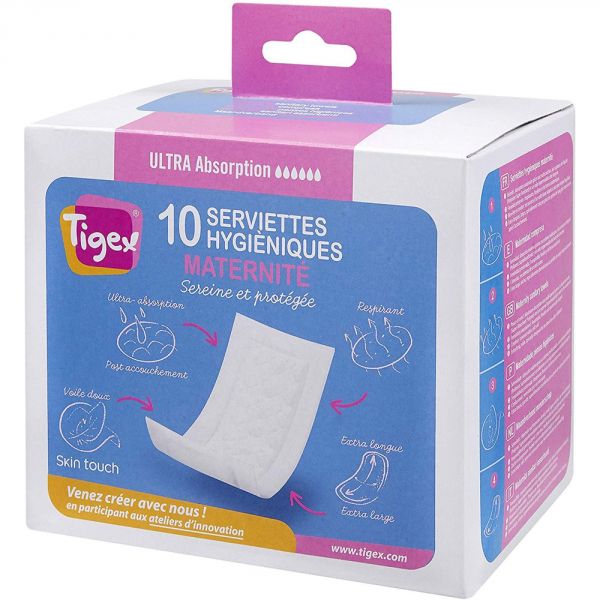 Lot de 20 serviettes hygiéniques post-accouchement