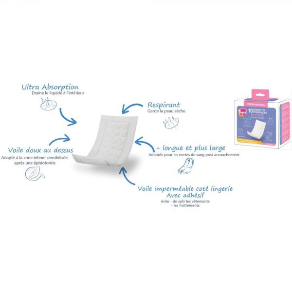 Lot de 20 serviettes hygiéniques post-accouchement