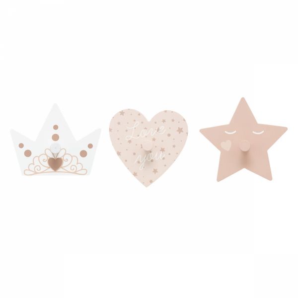 Lot de 3 patères enfant Princesse