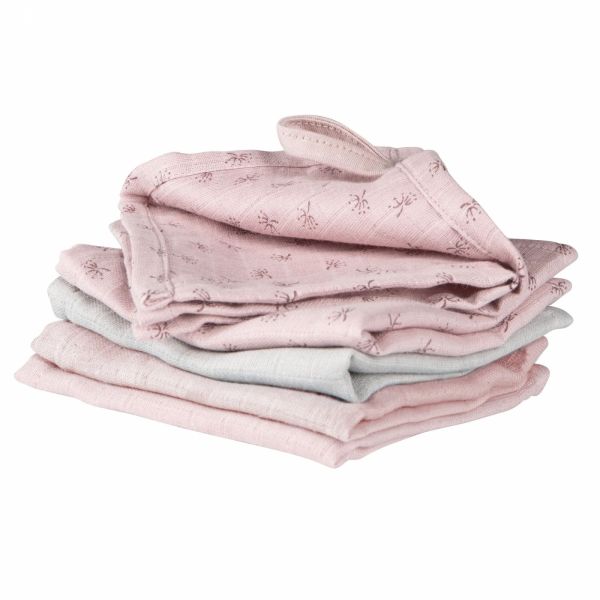 Lot de 5 gants de toilette coton bio rose/mauve