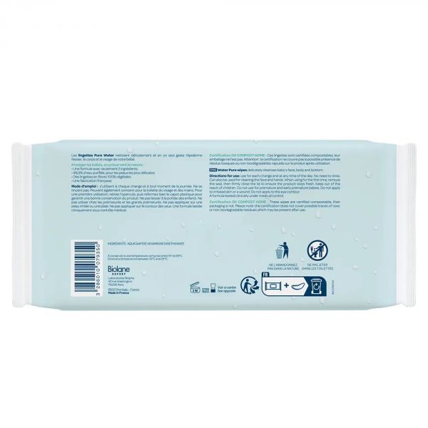 Lot de 3 lingettes bébé Pure Water