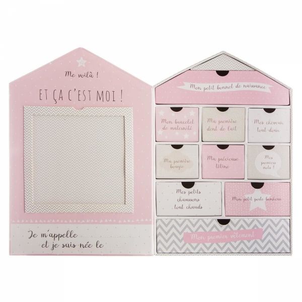 Coffret naissance 10 tiroirs Maison - Modèle aléatoire