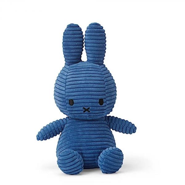 Peluche lapin Miffy velours côtelé éco 23 cm Bleu cobalt