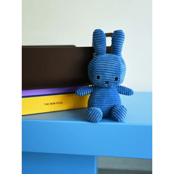 Peluche lapin Miffy velours côtelé éco 23 cm Bleu cobalt