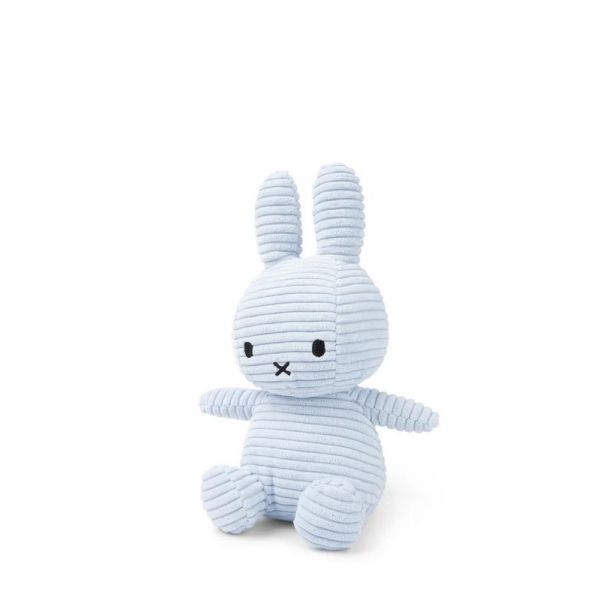 Peluche lapin Miffy velours côtelé éco 23 cm Bleu glace