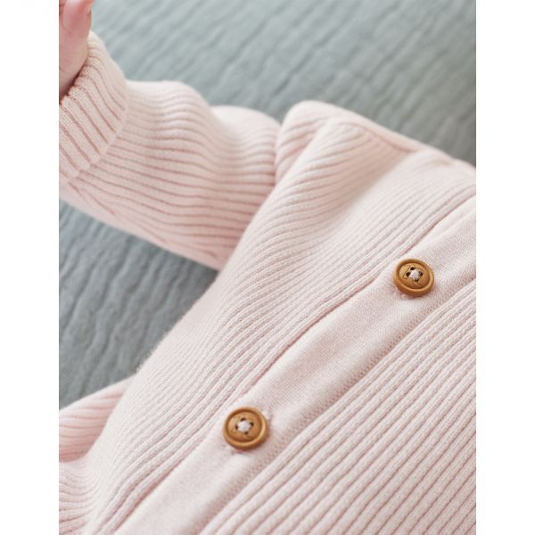 Combi pilote tricot Rose clair  - 1 mois