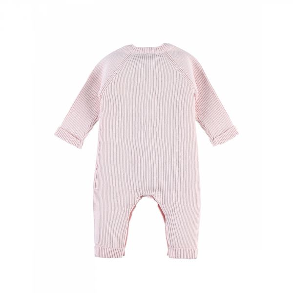 Combi pilote tricot Rose clair  - 1 mois