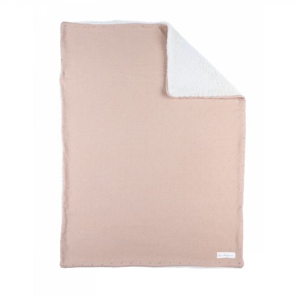 Couverture en tricot 75x100cm powder pink avec sherpa - Mix and match