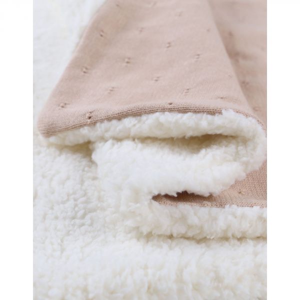 Couverture en tricot 75x100cm powder pink avec sherpa - Mix and match